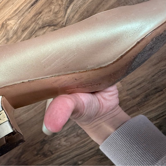 Salvatore Ferragamo Vintage Light Gold Metallic Sliver Gold Heel Isze 8 2A - Picture 13 of 15